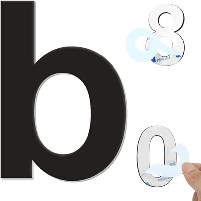 Solidchoice - Huisnummers - 6 Inch Zelfklevende Metalen Deurnummers Stickers voor Huis - Zwart (b)