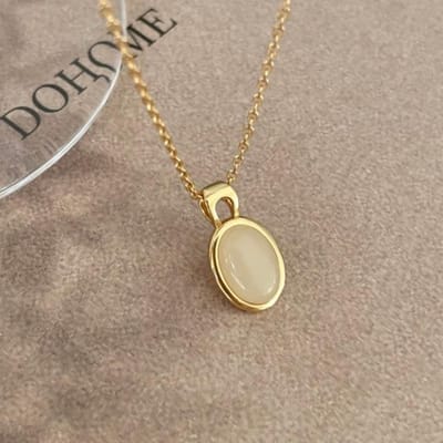Collier pendentif ovale en argent sterling 925 sur le cou pour femme, ras du cou, créateur néo-gothique, bijoux de luxe pour mariage, cadeau, accessoires gray