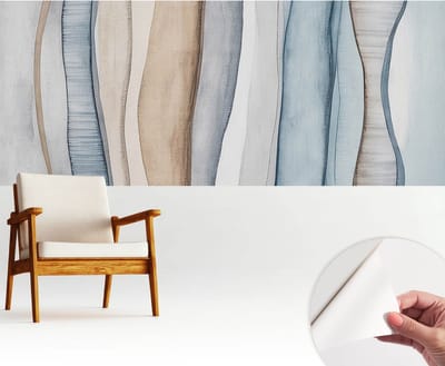 Wallfluent Zelfklevend Behang - Abstracte strepen Stickerbehang op rol - 250x104 cm - Blauw Zelfklevend Behang - Peel-and-stick techniek - Voor de woonkamer, slaapkamer en kantoor Zelfklevend Behang