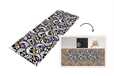Keukenloper - Loper keuken - Schedel - Patroon - Ogen - 150x50 cm - Keukenloper vinyl