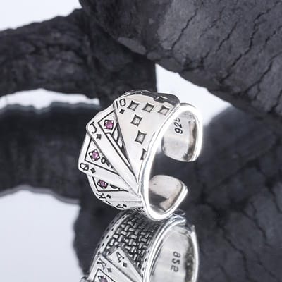 925 Zilver Poker Verstelbare Ringen Voor Vrouwen Vintage Luxe Fijne Sieraden Kerstaanbiedingen Met resizable gray