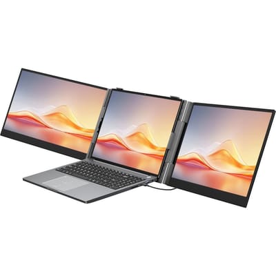 Blackview DCM6 PRO Triple Laptop Schermverlenger, 14  1080P FHD IPS Draagbaar Extern Scherm, Twee Kabels USB C, Plug & Play, Compatibel met Windows grijze kleur