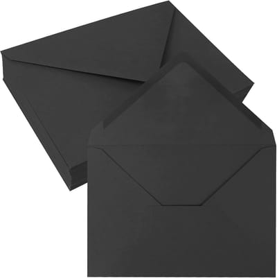 longziming -Zwarte Envelop - Zwart Briefomslag - Envelop - Wateractiverende Sluiting - Zelfklevende Kleflaag - Blikdichte Constructie - Geschikt Voor Inkjetprinters - 50 Stuks