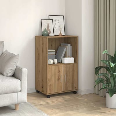 vidaXL - Rolkast - 55x40x91 - cm - bewerkt - hout - artisanaal - eikenkleurig