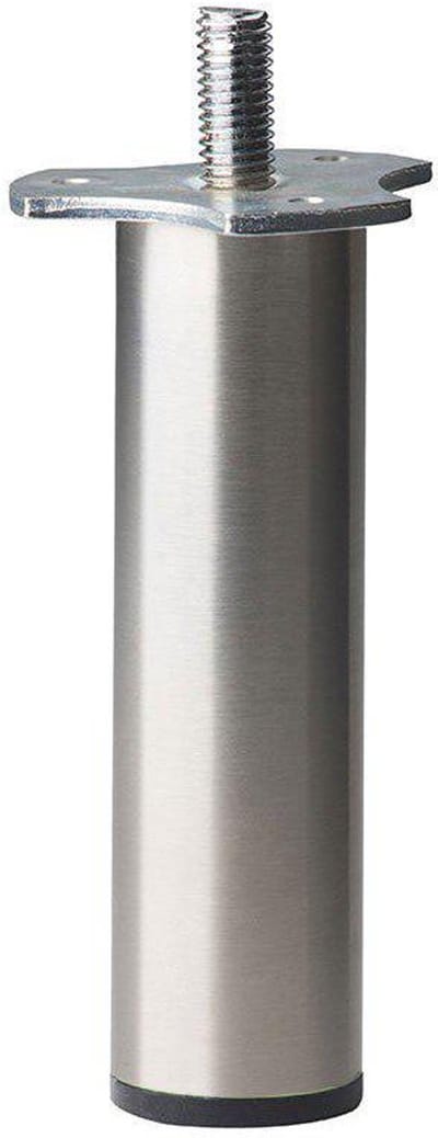 Stalen meubelpoot rvs look rond ø 3 cm en hoogte 10 cm (M8) - Set van 4 stuks