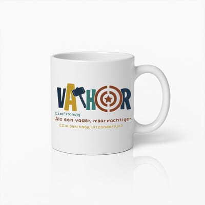 Vathor Vader Mok – Grappig Vaderdagcadeau – Zelfstandige, Machtige en Knappe Vader Koffiebeker