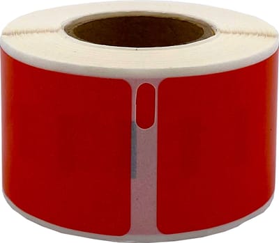 DULA Dymo kompatible Etiketten, S0722370 99010, 28 x 89 mm, Rot, Permanent, 1 Rolle, 130 Etiketten pro Rolle