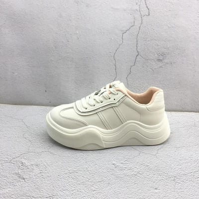 Europese Stijl Sneakers met Dikke Zool Dames Lente Nieuwe Student All-match Casual Sport Witte Schoenen 40 white