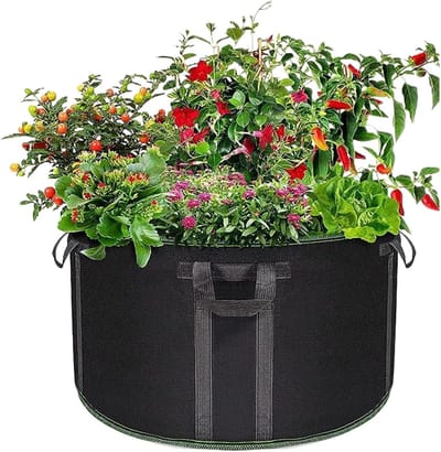 Plantenzak Ademend Vilt - Kweekzak Groente - Wortelgroenten Kweken - Optimale Wortelventilatie - 189 liter - Grijs
