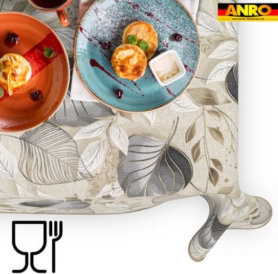 ANRO Tafelkleed Palladium Grijs 180x140cm Met sierband Afwasbaar Waterafstotend Binnen & Buiten