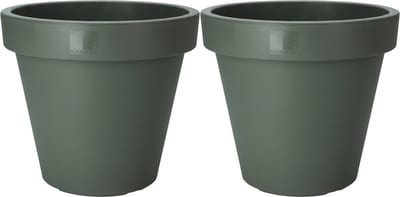 Pro Garden Plantenpot/bloempot Botanic - 2x - Tuin buiten - kunststof - donkergroen - Dia 50 cm - rond