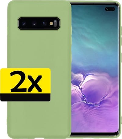 Hoesje - 2 Stuks - Geschikt voor Samsung Galaxy S10 - Sterk & Shockproof - Case Siliconen - Back Cover - Telefoon Hoes - Telefoonhoesjes - Groen