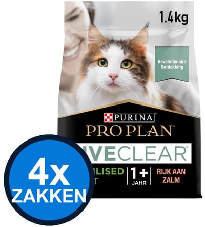 4x Pro Plan - Live Clear Sterilised Zalm - Kattenvoer Droogvoer - 1.4 kg
