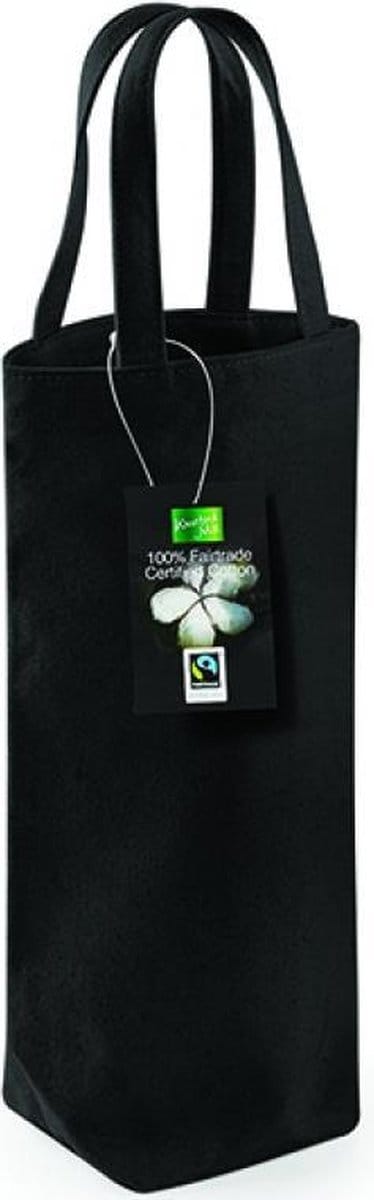 Westford Mill Fairtrade Cotton Bottle Bag WM620 - Black - 8 x 27 x 8 cm