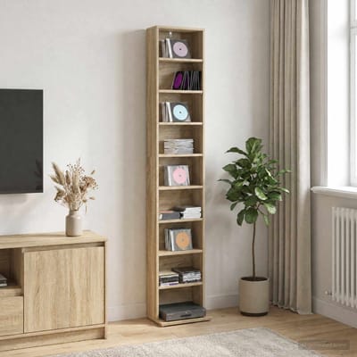 vidaXL - CD - Kast - Sonoma - Eiken - 33 - x - 23,5 - x - 175 - cm - Bewerkt - hout