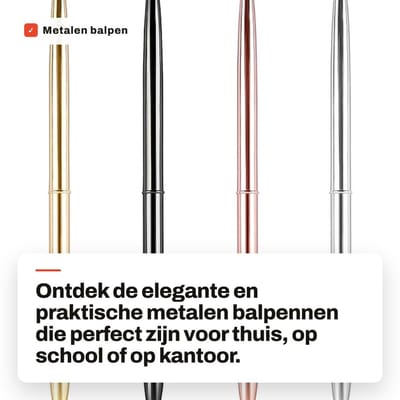 Dailygoods- Balpen Slank Ontwerp - Intrekbare Balpennen - 4 Stuks - Lichtgewicht - Metalen - Hoogwaardige Afwerking - Pen