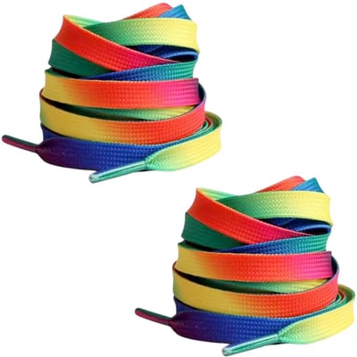Fako Fashion - Schoenveters - Plat - 8mm - 120cm - 1 Paar - 2 Stuks - Regenboog