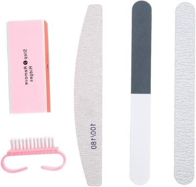 Set van 5 Dubbelzijdige Nagelvijlen en Poederborstels voor Perfecte UV Gel Polish en Acryl Nagels, Nano Buffer en Schuurblok Accessoires