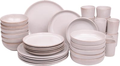 Kade 171 Lissabon serviesset 36-delig 6 personen - Portugees stoneware wit bruine spikkel