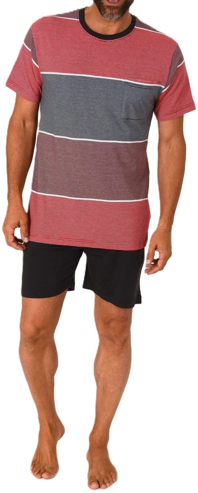 Normann herenpyjama Shorty met korte mouwen in een gestreepte look - ook in grote maten