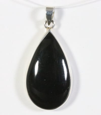 Druppelvormige zilveren hanger met onyx