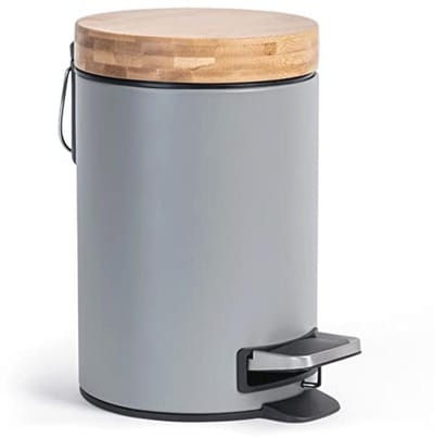 Designer Badkamer Emmer 3 Liter - Bamboe, Zacht Sluitend, Anti-Vinger, Grijs