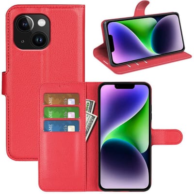 MobyDefend Hoesje - Geschikt voor iPhone 15 - Kunstleren Wallet Book Case (Sluiting Voorkant) - Rood