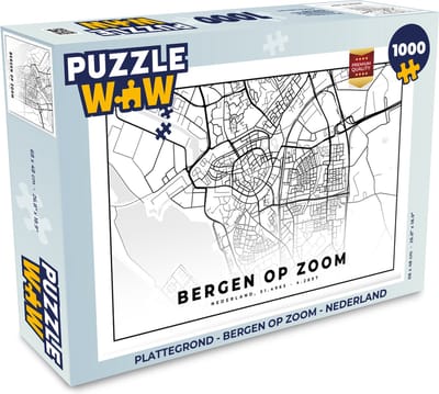 Puzzel Plattegrond - Bergen op Zoom - Nederland - Legpuzzel - Puzzel 1000 stukjes volwassenen - Stadskaart
