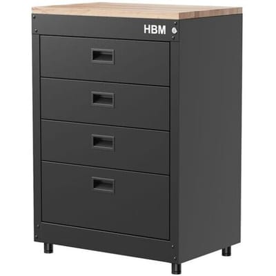 HBM ladenkast 71 cm, 4 laden, zwart