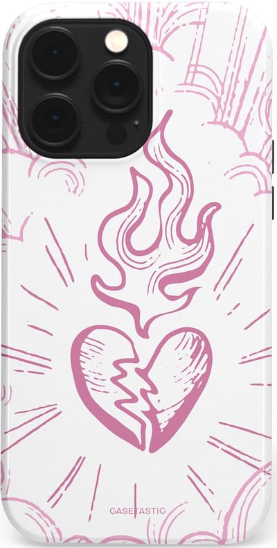 Casetastic Hoesje Geschikt voor Apple iPhone 14 Pro Max Magsafe - Stijlvolle Beschermende Duo-layer Case - Roze Liefdesvlam