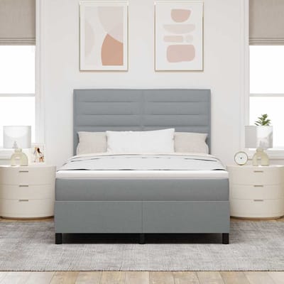vidaXL - Boxspring - bed - met - matras - Lichtgrijs - 160 - x - 200 - cm - Stof