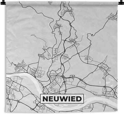 Wandkleed - Wanddoek - Neuwied - Kaart - Stadskaart - Plattegrond - Duitsland - 180x180 cm - Wandtapijt