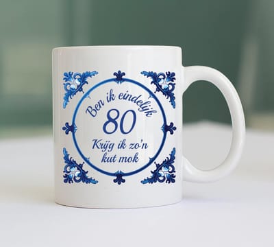 Kut Mok - Eindelijk 80 Jaar - Grappige Mok - Cadeau Verjaardag - Cadeau Mok