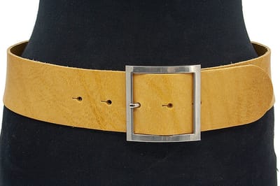 Dames brede heupriem goudgeel - 6 cm breed - Leer - Brede riem - Casual - Maat 90