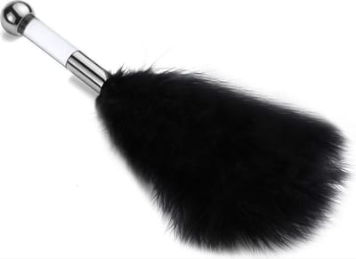*** Zwart/Zilver Sensuele Kietelaar Strelen - Erotische Teasing - Paarse Pluim voor Flirten, Strelen en BDSM - Partner Rollenspel - van Heble® ***