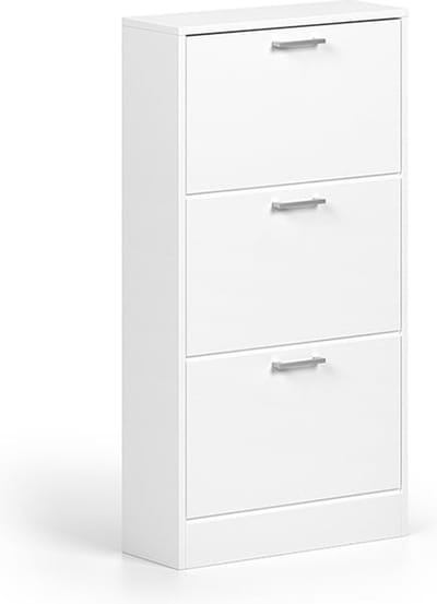 Schoenenkast Maureen Wit - 6 paar schoenen - Breedte 63 cm - Hoogte 120 cm - Diepte 23 cm - Met kleppen