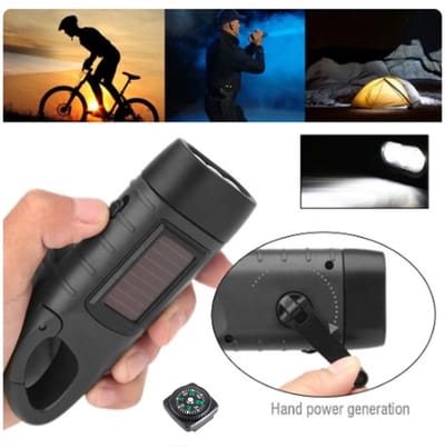 Han-Bar® Zaklamp op Zonne-energie – handslinger-generator - Compact, Krachtig & Altijd Gebruiksklaar - Legergroen