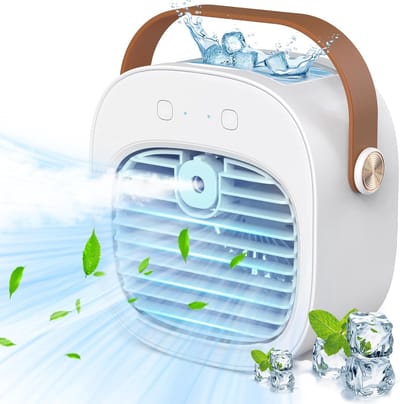 Draagbare ventilator - 4000 mAh oplaadbare miniventilator - 3 snelheidsinstellingen - 5-10 uur looptijd - Stille bureauventilator - Persoonlijke luchtkoeler voor thuis, slaapkamer, reizen, kantoor en buiten - Wit