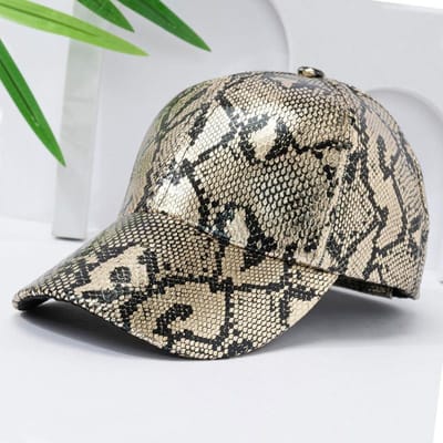 Baseballpet met Slangenprint PU Leer, Verstelbare Hip-Hop Streetdance Hoed, Lichtgewicht Zonbescherming Voor Buitenactiviteiten Adjustable gray
