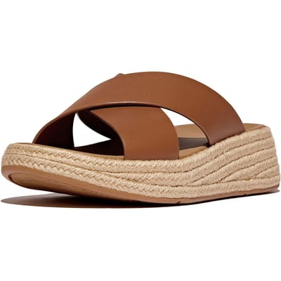 FitFlop FitFlop F-Mode Espadrille Leather Flatform Cross Slides BRUIN - Maat 42