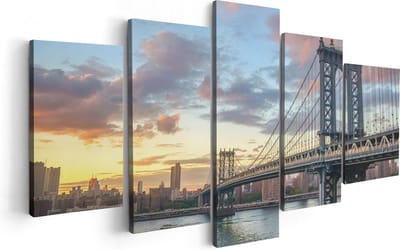 Artaza Canvas Schilderij Vijfluik Manhattan Bridge Brug In New York - 100x50 - Foto Op Canvas - Canvas Print