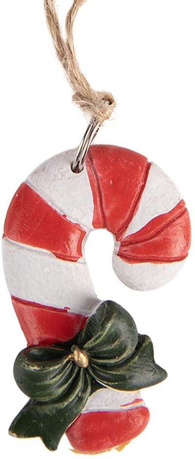 Clayre & Eef Kersthanger Zuurstok 3x1x5 cm Rood Kunststof
