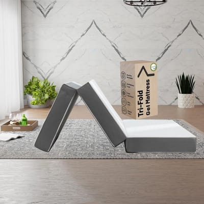 Vouwmatras Traagschuim - Drielaags Matras - Tijdelijk Slapen - 4 Inch Schuim - 70 cm Breed - Grijs