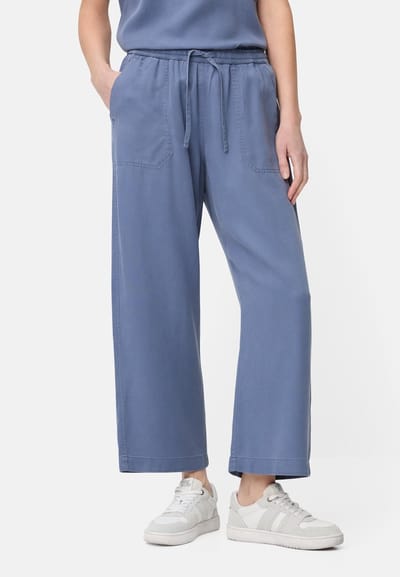 camel active Culotte met trekkoord - Maat womenswear-26/30 - Oceaanblauw