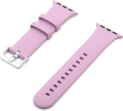 By Qubix - Geschikt voor Apple Watch bandje - Rubberen Siliconen sportbandje met gesp - Lichtpaars - Geschikt voor Apple Watch 38mm / 40mm / 41mm / 42mm - siliconen sport bandje - smartwatchbandje