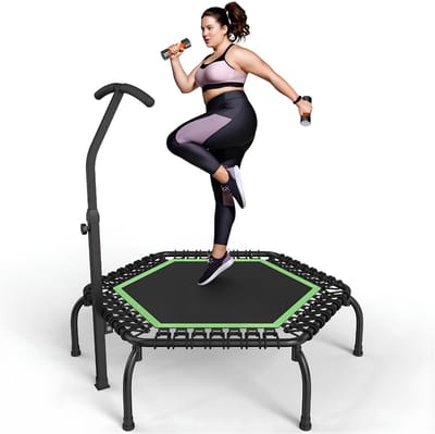 JCP® Trampoline - Tot 204/250kg - Fitness Trampoline - Trampoline Fitness - Zwart - 102cm x 122cm x 19cm