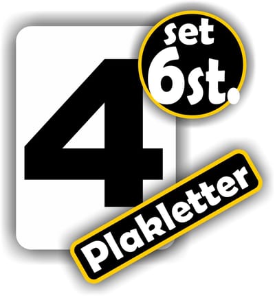 Jerma - Plakcijfers nr. - 4 - Sticker - set 6 st. - 7 x 5 cm - Zelfklevend - Vinyl - Weerbestendig