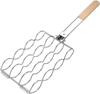 Grillmand | Metalen draagbare outdoor grillmand - worstenrek, multifunctionele maïshanger voor kip, vlees, vis, zeevruchten, biefstuk