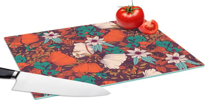 Glazen Snijplank - 39x28 - Bloemen - Herfst - Patroon - Snijplanken Glas