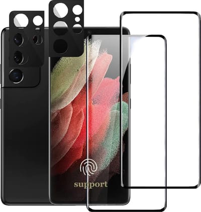 Volledige dekking Screenprotector gehard glas + camera lens beschermer (2 stuks + 2 stuk) Geschikt voor: Samsung Galaxy S21 Ultra (6,8 inch)